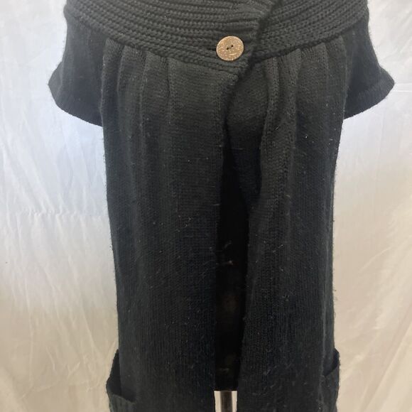 Roxy Knit Top Vintage Y2K Tunic 2000s Retro OC Surfer Girl Cardigan SZ L Black - Picture 4 of 9